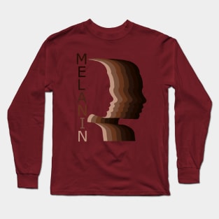 Melanin Skin Tone Different Shades of Melanin Girl Woman Face Silhouette Long Sleeve T-Shirt